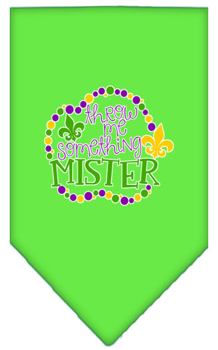 Throw me Something Screen Print Mardi Gras Bandana Lime Green Small